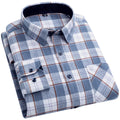Cotton Flannel Men's Checkered Shirts Long Sleeve Soft Plaid Shirt Leisure Vintage