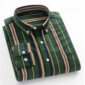 Men Dress Shirt Cotton Striped Long Sleeve Shirt Elegant Clothing