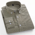Men's long-sleeve cotton blend casual dress shirt with a geometric pattern