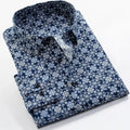 Casual Men Blue Full Sleeves Flower Print Cotton Shirt